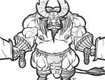  anthro bovine general_kai kung_fu_panda male mammal melee_weapon musclegut penis solo sword tkc2021 vein weapon 