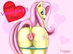  &lt;3 &lt;3_eyes 2016 anthro anthrofied anus butt clothing cutie_mark dock english_text equine female fluttershy_(mlp) friendship_is_magic hair holidays horse long_hair looking_at_viewer looking_back mammal my_little_pony panties pink_hair pony presenting pussy pussy_juice rainingskys rear_view smile solo text underwear valentine&#039;s_day 
