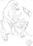  2014 all_fours anal anal_penetration anthro anthro_on_feral bestiality big_dom_small_sub cum cum_in_ass cum_inside cum_while_penetrated dinosaur doggystyle dragon duo feral from_behind_position keedot knot leaking leash looking_pleasured male male/male male_on_feral muscular nazurah open_mouth pencil_(artwork) penetration penis scalie sex size_difference theropod tongue tongue_out traditional_media_(artwork) tyrannosaurus_rex wings 