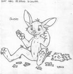  absurd_res anthro barefoot buckteeth cub digitigrade electric_razor english_text female greyscale hi_res lagomorph mammal mizzyam monochrome navel nipples nude pencil_(artwork) pussy rabbit shaving signature sitting solo spread_legs spreading susie_cottontail teeth text traditional_media_(artwork) young 