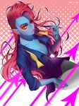  2016 abstract_background anthro blue_skin bow_tie breasts cigarette cleavage clothed clothing female fish gills hair hi_res long_hair marine red_hair reka shirt solo undertale undyne video_games yellow_eyes 