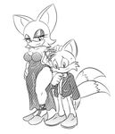  age_difference anthro bat black_and_white breasts canine cleavage clothed clothing dress duo female fox hair hi_res larger_female male male/female mammal miles_prower monochrome nervous older_female polarplunge revealing_(disambiguation) rouge_the_bat simple_background size_difference smaller_male smile sonic_(series) suit sweat video_games white_background wings young younger_male 