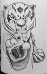  2016 angry clothed clothing feline female fur kung_fu_panda lordofpengz mammal master_tigress pencil_(artwork) simple_background sketch solo tiger traditional_media_(artwork) white_background 