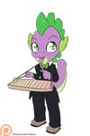  2016 alasou anthro clothing dragon friendship_is_magic green_eyes hi_res holding_object male musical_instrument my_little_pony patreon simple_background solo spike_(mlp) white_background xylophone 
