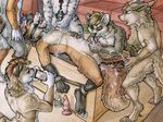  anthro axle bound canine cougar cum cum_everywhere cum_on_chest cum_on_face cum_on_tail dildo dusky feline ferret fox gag gangbang group group_sex licking male male/male mammal masada masturbation messy mustelid penis public_use ring_gag ruaidri sex sex_toy tiger tongue tongue_out 