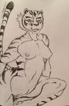  2016 anthro breasts feline female fur kung_fu_panda lordofpengz mammal master_tigress nude pencil_(artwork) pussy simple_background sketch smile solo tiger traditional_media_(artwork) white_background 