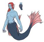  2016 breasts female fin fish gills hair kkhoppang long_hair marine navel red_hair scales scar simple_background solo undertale undyne video_games 