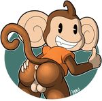  aiai alpha_channel anthro anus balls big_butt bottomless butt clothed clothing ikiki looking_at_viewer looking_back male mammal monkey presenting presenting_hindquarters primate simple_background smile solo super_monkey_ball thumbs_up transparent_background video_games 