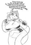  anthro big_breasts black_and_white bovine breasts cattle chochi dialogue endtown english_text female hair hi_res horn huge_breasts mammal maude_hefner microphone monochrome open_mouth singing solo text wide_hips 