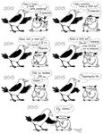  avian beverage bird boggartowl book comic corvid crow crow_(bc999) duo food hi_res line_art owl owl_(boggartowl) reading russian_text tea text translated 