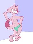  balls butt cat choo-choo_(top_cat) clothed clothing crossdressing feline grin hi_res ladysomnambule mammal panties smile solo top_cat_(series) underwear whiskers 