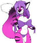  2015 alpha_channel anthro bow breasts canine clothed clothing collar digital_media_(artwork) female fox fur hair mammal multicolored_fur navel panties pink_fur portrait purple_eyes purple_hair ribbons selene_(boha) simple_background solo standing three-quarter_portrait transparent_background two_tone_fur underwear white_fur zyira 