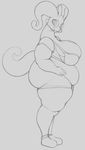  big_breasts breasts cleavage clothed clothing eyewear female glasses goodra huge_breasts legwear looking_at_viewer monochrome nintendo overweight pok&eacute;mon pok&eacute;morph solo stockings thick_thighs tongue tongue_out video_games xopachi 