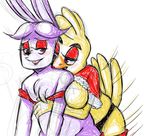  anal anal_penetration anthro avian beak big_breasts bird bite blush bonnie_(fnaf) breasts chica_(fnaf) chicken christmas clothed clothing crossdressing dildo duo eyeshadow female five_nights_at_freddy&#039;s fur girly holidays inkyfrog lagomorph lipstick makeup male male/female mammal pegging penetration rabbit sex sex_toy smile strapon video_games 