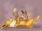 69 2016 ambiguous_gender animal_genitalia animal_penis blush brown_fur canine canine_penis duo eevee eeveelution erection fellatio feral feral_on_feral fox fur jolteon knot male mammal nintendo oral oral_penetration penetration penis pok&eacute;mon razile sex simple_background video_games yellow_fur 