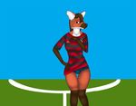  bulge canine clothing crimsoncolored field flamengo girly hair long_hair looking_at_viewer mammal maned_wolf p&atilde;o_p&atilde;o shorts soccer solo sport wolf 