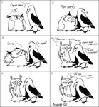  2015 avian bird boggartowl comic corvid crow crow_(bc999) duo feathered_wings feathers feral line_art owl owl_(boggartowl) russian_text slightly_chubby text translated wings 