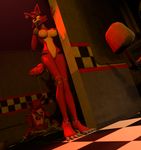  2016 3d_(artwork) animatronic anthro areola big_breasts breasts canine cgi clitoris crossgender digital_media_(artwork) duo dutch_angle erect_nipples female five_nights_at_freddy&#039;s fox foxy_(fnaf) low-angle_view machine male mammal nipples nude pussy red_theme robot solo_focus square_crossover video_games worm&#039;s-eye_view zp92 