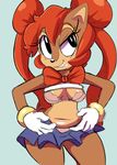  2016 anthro big_breasts breasts chipmunk cloudz comic cosplay female hi_res mammal navel parody rodent sally_acorn slightly_chubby solo sonic_(series) 