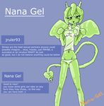  clothed clothing female goo happy hi_res nana_gel not_furry open_mouth panties shirt slime smile solo text translucent underwear wet wet_shirt 