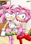  2016 amy_rose anthro archie_comics bbmbbf blush breast_fondling breasts butt caught clothing digital_media_(artwork) dildo duo erect_nipples female female/female fondling fur gloves green_eyes hair hand_on_breast hedgehog hi_res imminent_sex insane legwear looking_at_viewer looking_back mammal mobian_(species) mobius_unleashed nipples nude open_mouth palcomix pink_fur pink_hair pussy raised_leg rear_view rosy_the_rascal sex_toy short_hair smile sonic_(series) standing stockings surprise teeth thigh_highs 