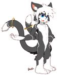  anthro barefoot cat cute_fang featureless_crotch feline hi_res kay_(whiteleo) male mammal multi_tail nude open_mouth signature smile solo whiteleo young 