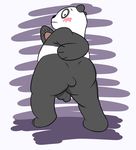  2016 anthro backsack balls bear blush butt hi_res looking_back male mammal nude panda panda_(character) simple_background solo unknown_artist we_bare_bears 