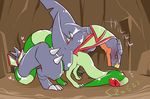  &lt;3 ambiguous_gender ass_up big_eyes blush cavern clawlion duo feral feral_on_feral flygon from_behind_position garchomp inside japanese_text male male/ambiguous nintendo nude pok&eacute;mon sex side_view text video_games wings 