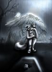  angel anthro canine crying duo feathered_wings feathers feels flower fox grave hi_res mammal mourning plant raining rose soul spirit tatujapa tears wings 