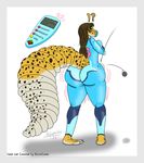  absurd_res adamios anthro ass_expansion big_butt big_tail butt clothing connie_birchenough digital_media_(artwork) female forced forced_growth growth hi_res inflation leopard_gecko lizard reptile scalie solo spots tech_control theenglishhobo zero_suit 