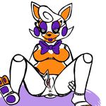  animatronic anthro anus bedroom_eyes bow_tie breasts canine eyeshadow fangs female five_nights_at_freddy&#039;s five_nights_at_freddy&#039;s_world fox half-closed_eyes hook_hand inkyfrog lipstick lolbit_(fnaf) looking_at_viewer machine makeup mammal presenting pussy pussy_juice robot seductive smirk solo spreading video_games 
