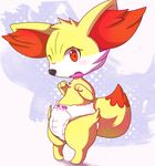  ambiguous_gender big_ears blush diaper embarrassed fennekin fur looking_at_viewer nintendo open_mouth pok&eacute;mon red_eyes ruugiaruu solo video_games yellow_fur 