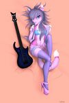  anthro bass breasts cat clothed clothing darcia feline female guitar hi_res high_heels leggings legwear lying mammal musical_instrument oneofyouare open_mouth small_breasts solo teeth tongue 