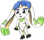  anthro digimon henry kanada male solo terriermon traditional_media_(artwork) transformation 