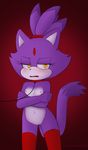  2016 anthro areola blaze_the_cat blush breasts cat clothing collar cummysonic feline female fur hair half-closed_eyes hearlesssoul hi_res leash legwear looking_at_viewer mammal navel nipples nude open_mouth pussy simple_background solo sonic_(series) thigh_highs video_games 