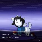  abstract_background animated black_hair bottomless clothed clothing english_text feral fur goobermation hair low_res nintendo pok&eacute;ball pok&eacute;mon solo tem temmie_(undertale) text undertale video_games white_fur 