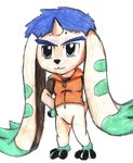  bottomless clothed clothing digimon featureless_crotch full-length_portrait henry kanada male portrait solo terriermon traditional_media_(artwork) transformation 