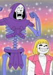  animated_skeleton bone cosplay crossover duo evomanaphy he-man hi_res humor male masters_of_the_universe monster not_furry papyrus_(undertale) parody sans_(undertale) skeleton skeletor undead undertale video_games 