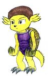  anthro armadillomon cody digimon kanada male solo traditional_media_(artwork) transformation 