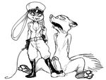  anthro ballbusting balls bdsm breasts canine cleavage clothed clothing cock_and_ball_torture disney domination duo female female_domination fox judy_hopps lagomorph male male/female mammal monochrome nazi nick_wilde nude penis rabbit spread_legs spreading swastika tongue tongue_out uniform unknown_artist whip zootopia 