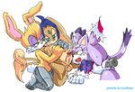  anthro balls blaze_the_cat bottomless bunnie_rabbot clothed clothing coolblue cum cum_on_face cumshot dildo fan_character female group group_sex male male/female nude orgasm penis pussy sex sex_toy sonic_(series) threesome 