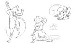 2016 anthro balls chest_tuft ear_fuft eyes_closed fuzzamorous fuzzamorous_(character) male mammal mouse nude rear_view rodent running simple_background sitting sketch solo stretching tuft white_background 