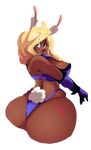  &lt;3 animal_humanoid big_breasts big_butt blonde_hair blue_eyes breasts butt clothed clothing dark_skin elbow_gloves female freckles gloves hair humanoid lagomorph looking_back mammal rabbit_humanoid riendonut skimpy solo underwear voluptuous wide_hips 