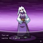  abstract_background animated boss_monster caprine clothed clothing english_text female food goat goobermation low_res mammal nintendo pie pok&eacute;ball pok&eacute;mon solo text toriel undertale video_games 