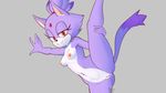  2016 absurd_res blaze_the_cat breasts feline female fur grey_background hi_res looking_at_viewer mammal multicolored_fur nipples nude purple_fur pussy raised_leg signature simple_background smile solo sonic_(series) sy_noon two_tone_fur 