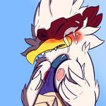  avian beak big_breasts bird blue_penis blush breasts chicken clothing cum digital_media_(artwork) feathers female female/female hi_res intersex not_safe_for_reality nuclear_throne nude penis sex simple_background teeth titfuck video_games 
