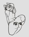  2016 female feretta feretta_(character) from_behind_position looking_back low_res mammal pawprint red_panda sex simple_background sketch smile solo tumblr 