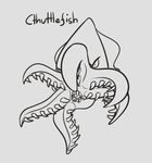  2016 ambiguous_gender angry cephalopod cthuttlefish cuttlefish english_text feretta marine open_mouth simple_background sketch smile solo teeth tentacles text tumblr 