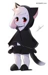  asriel_dreemurr blush caprine cat_costume coffeelsb costume cute goat hair mammal monster paws red_eyes simple_background solo undertale video_games 