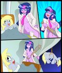  2015 baseball_bat bed black_eyes blonde_hair blood border breasts clothed clothing comic curtains curtsibling cutie_mark death derp_eyes derpy_hooves_(eg) derpy_hooves_(mlp) detailed_background digital_media_(artwork) dripping equestibooru_girls equestria_girls equine eyebrows eyelashes eyewear female friendship_is_magic fur glasses grey_fur grey_skin grin group hair half-closed_eyes horse human humanoid lab_coat looking_back looking_down lying mammal multicolored_hair my_little_pony navel necktie nipples open_mouth parody pegasus pillow pony purple_skin star teeth tongue tongue_out twilight_sparkle_(eg) weapon white_sclera wings 